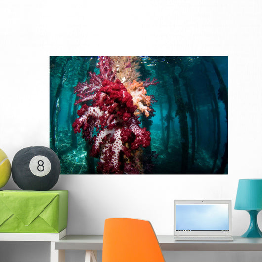Soft Coral Growing Pilings Wall Decal Design 2