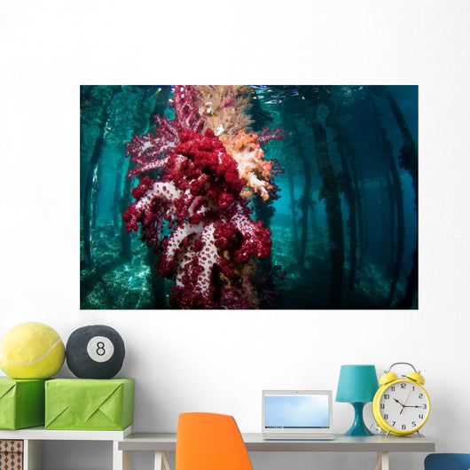 Soft Coral Growing Pilings Wall Decal Design 2