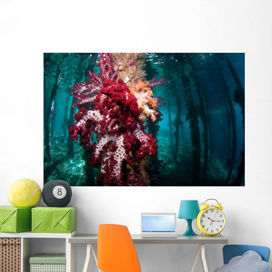 Soft Coral Growing Pilings Wall Decal Design 2
