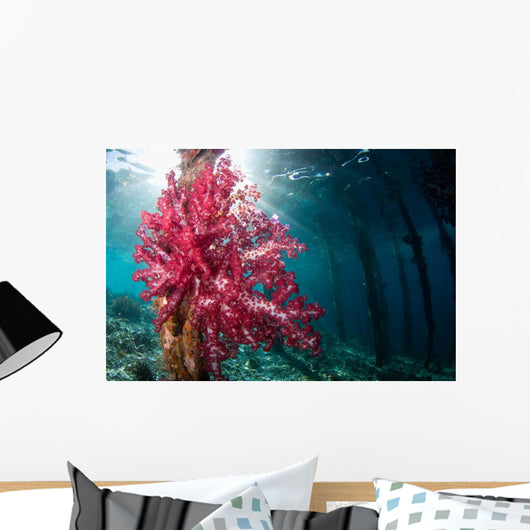 Soft Coral Growing Pilings Wall Decal Design 1