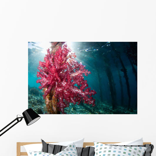 Soft Coral Growing Pilings Wall Decal Design 1