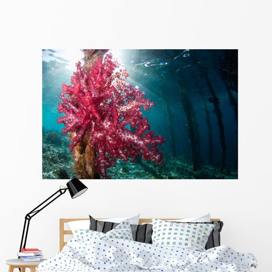 Soft Coral Growing Pilings Wall Decal Design 1
