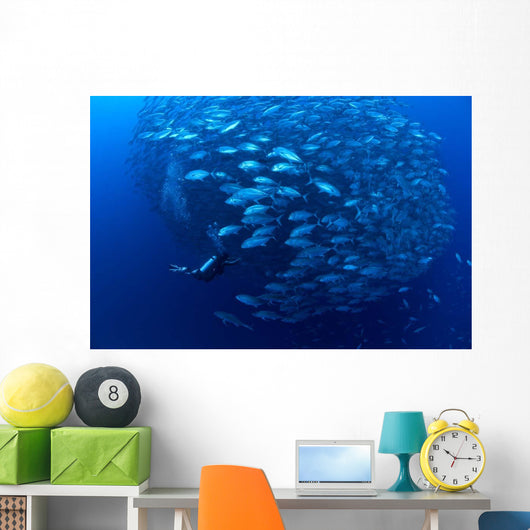 Diver Enters School Bigeye Wall Decal