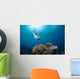 Snorkeler Explores Coral Reef Wall Decal Design 3