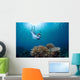 Snorkeler Explores Coral Reef Wall Decal Design 3