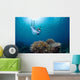 Snorkeler Explores Coral Reef Wall Decal Design 3