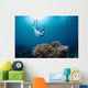 Snorkeler Explores Coral Reef Wall Decal Design 3