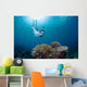 Snorkeler Explores Coral Reef Wall Decal Design 3