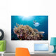 Snorkeler Explores Coral Reef Wall Decal Design 2