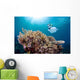 Snorkeler Explores Coral Reef Wall Decal Design 2