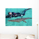 American Crocodile and Diver Wall Decal Design 2