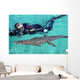 American Crocodile and Diver Wall Decal Design 2