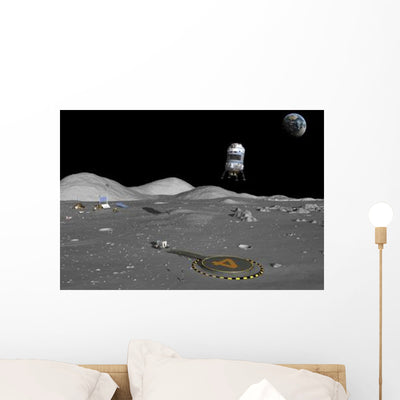 Lunar Shuttle Descends toward Wall Decal shown on a wall