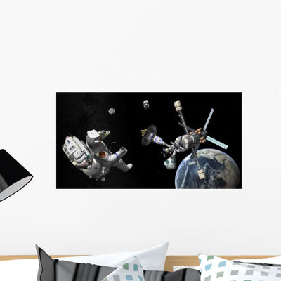 Mars Cycler Travels Earth Wall Decal shown on a wall