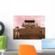 Illustration Astronauts Examining Outcrop Wall Decal