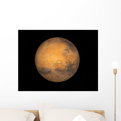 Planet Mars Wall Decal shown on a wall
