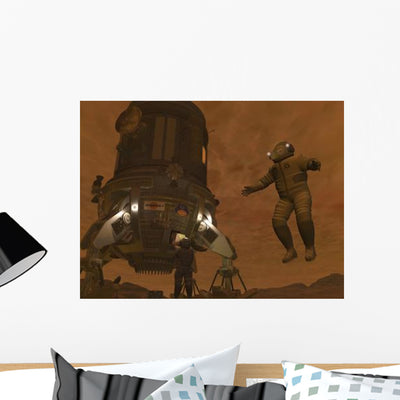 Artist's Concept Astronauts Exploring Wall Decal Design 1 shown on a wall