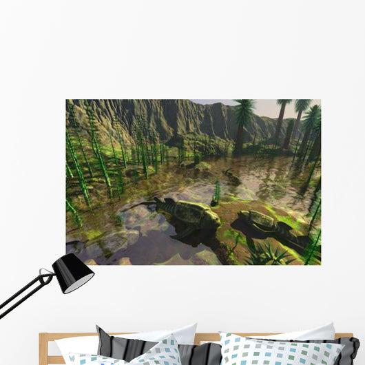 Several Bothriolepis Emerge from Wall Decal