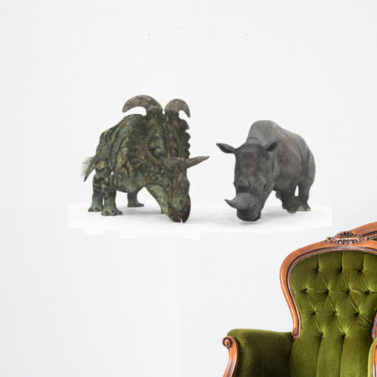 Albertaceratops Compared to Adult Wall Decal