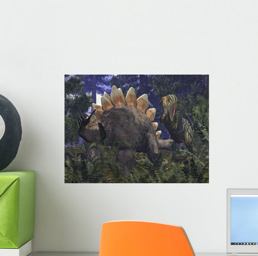 Allosaurus Stumbles upon Grazing Wall Decal