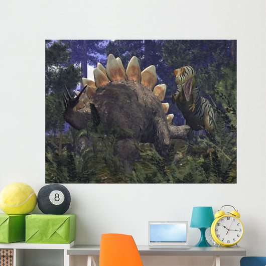 Allosaurus Stumbles upon Grazing Wall Decal