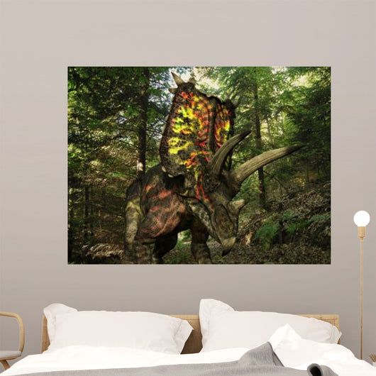 Colorful Pentaceratops Wanders Cretaceous Wall Decal