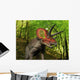 Colorful Triceratops Wanders Cretaceous Wall Decal