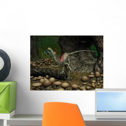 Compsognathus Prepares to Swallow Wall Decal