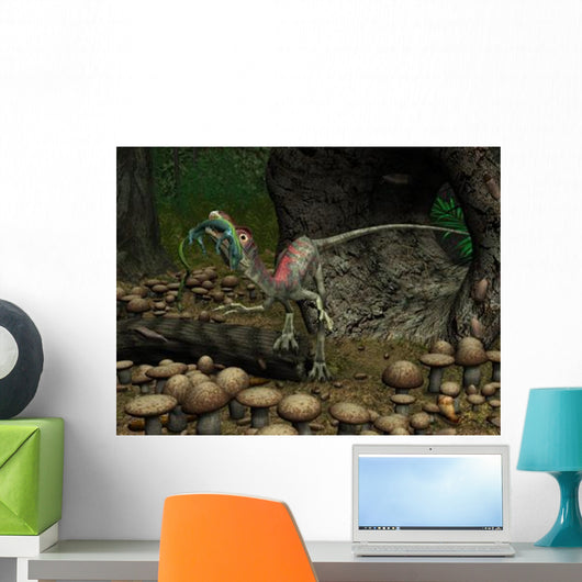 Compsognathus Prepares to Swallow Wall Decal
