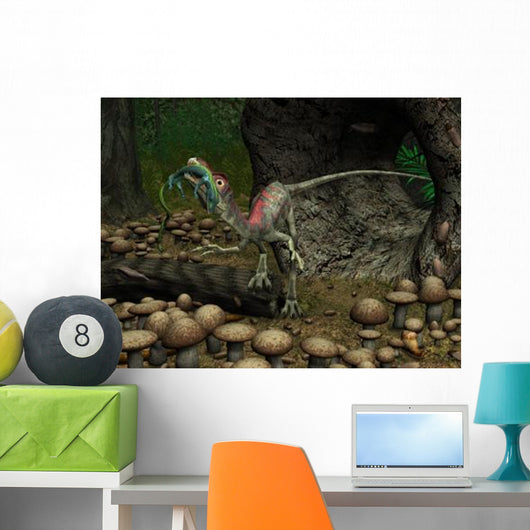 Compsognathus Prepares to Swallow Wall Decal