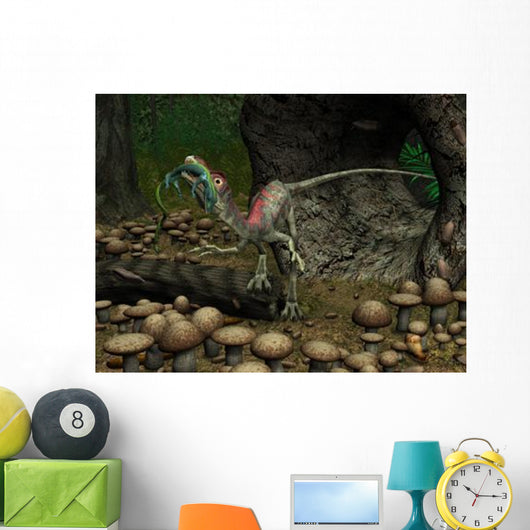 Compsognathus Prepares to Swallow Wall Decal