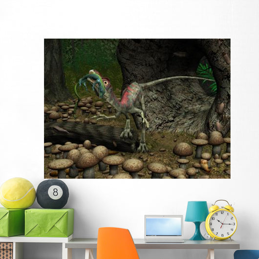 Compsognathus Prepares to Swallow Wall Decal