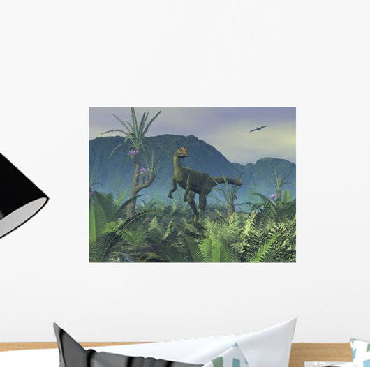 Colorful Adult Male Dilophosaurus Wall Decal
