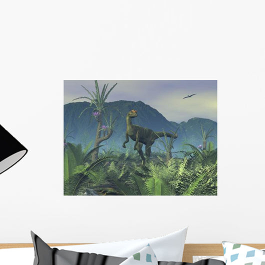 Colorful Adult Male Dilophosaurus Wall Decal