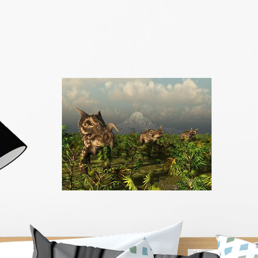 Herd Plant-eating Einiosaurus Roam Wall Decal