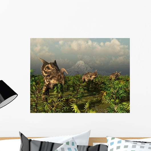 Herd Plant-eating Einiosaurus Roam Wall Decal