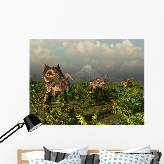 Herd Plant-eating Einiosaurus Roam Wall Decal