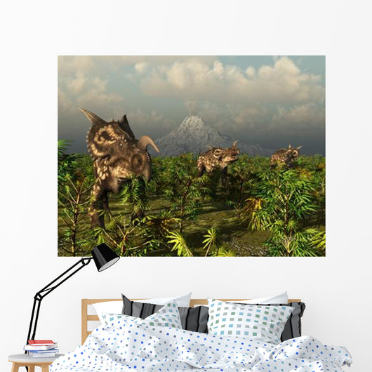 Herd Plant-eating Einiosaurus Roam Wall Decal