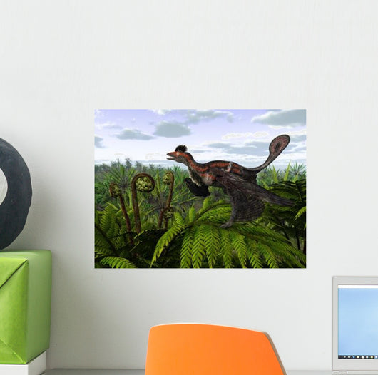 Feathered Microraptor Perched atop Wall Decal