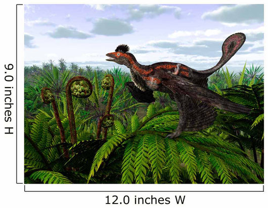 Feathered Microraptor Perched atop Wall Decal