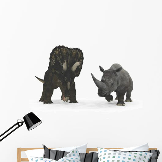 Nedoceratops Compared to Adult Wall Decal