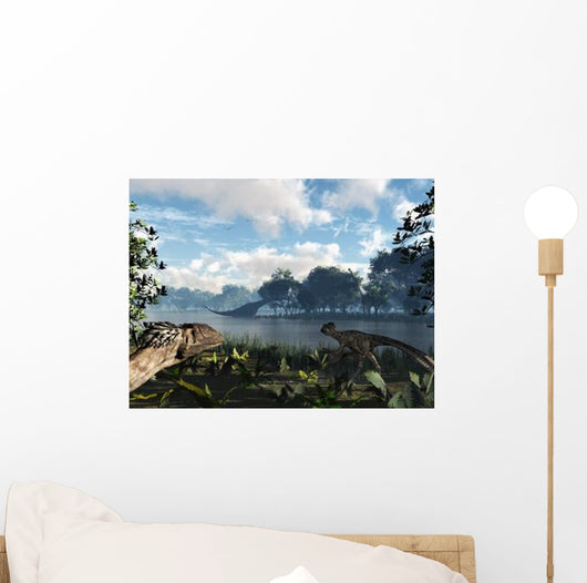 Sauroposeidon Graze While Feathered Wall Decal