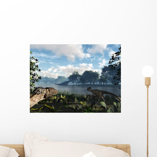 Sauroposeidon Graze While Feathered Wall Decal