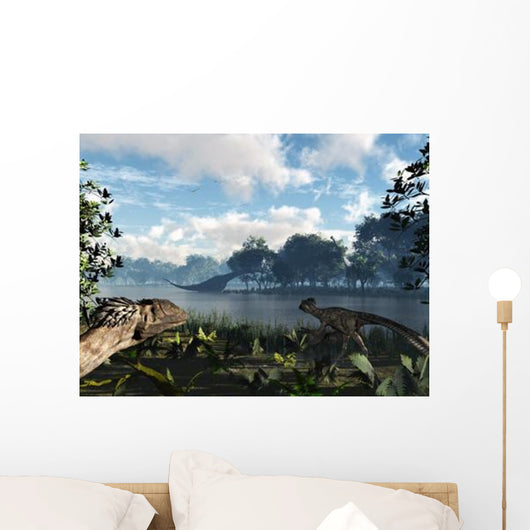 Sauroposeidon Graze While Feathered Wall Decal