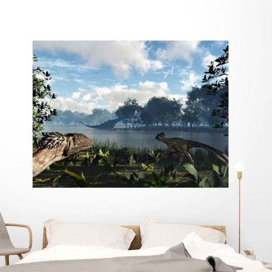 Sauroposeidon Graze While Feathered Wall Decal