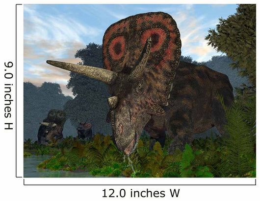 Male Torosaurus Drinks from Wall Decal