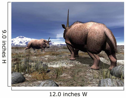 Pair Male Elasmotherium Confront Wall Decal