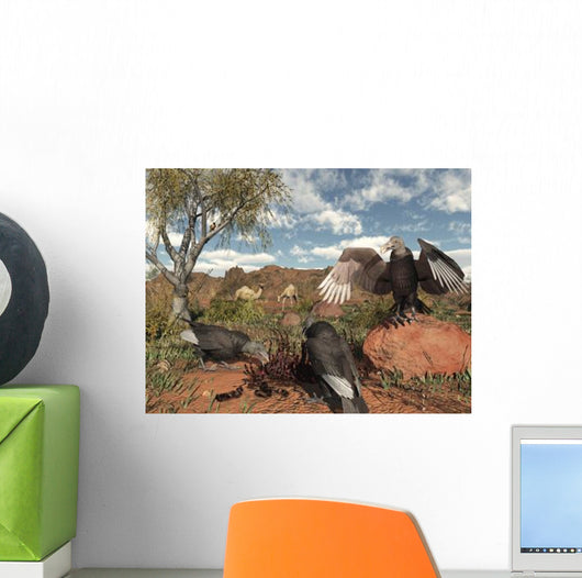 Pleistocene Black Vultures Feed Wall Decal