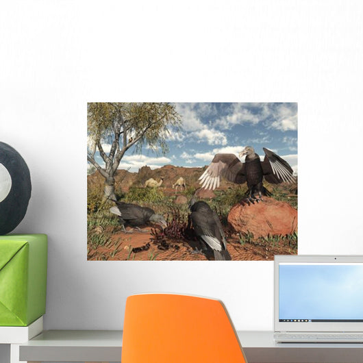 Pleistocene Black Vultures Feed Wall Decal