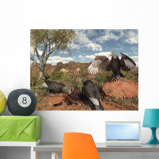Pleistocene Black Vultures Feed Wall Decal